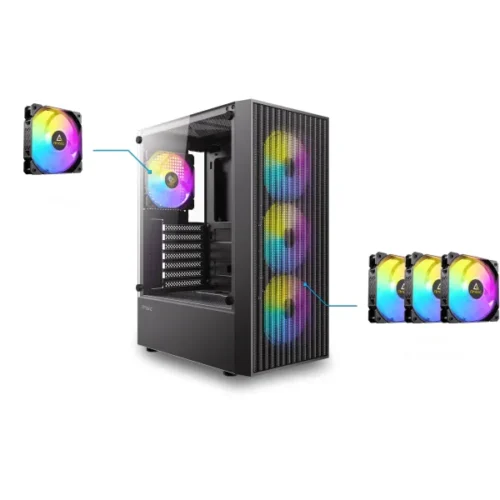 Antec Gabinete Gamer Ax27 Rgb Elite (Atx, Vidrio Templado, 4 Ventiladores Rgb (MPN 0-761345-10205-6, Gabinetes para PC) img-1