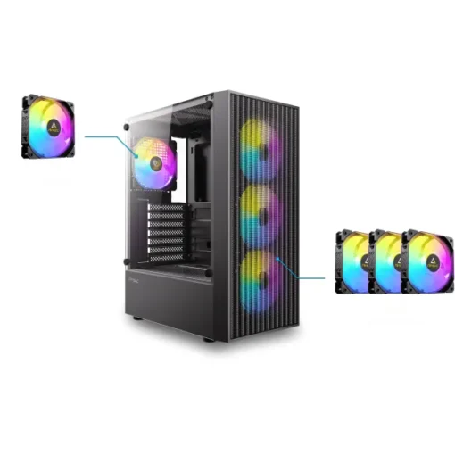 Antec Gabinete Gamer Ax27 Rgb Elite (Atx, Vidrio Templado, 4 Ventiladores Rgb (MPN 0-761345-10205-6, Gabinetes para PC) img-1