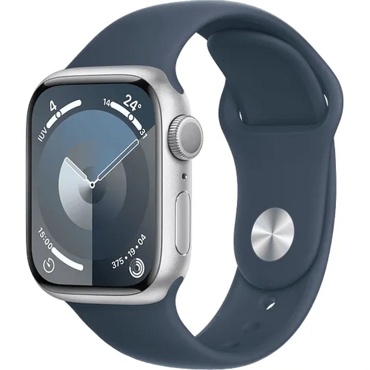 Apple Watch S9 GPS, 41mm, Plata, Correa Deportiva Azul, WatchOS10 (MPN MR913BE/A, Celulares) img-1