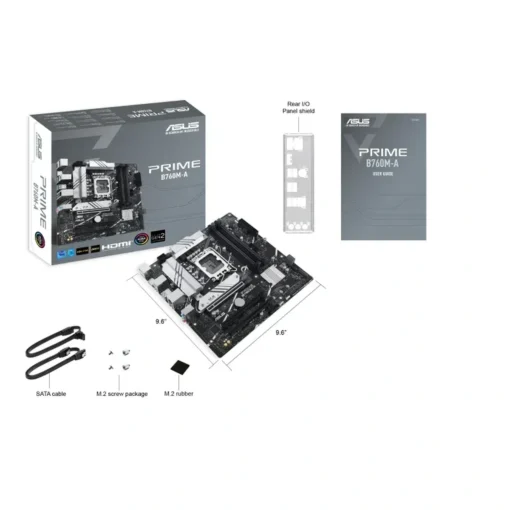 Asus Placa Madre Prime B760 (LGA 1700) mATX,PCIe 4.0, DDR5, dos ranus M.2 (MPN PRIME B760M-A, Placas madres para PC) img-1