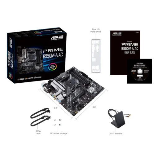 Asus Tarjeta Madre Prime AMD AM4 mATX con PCIe 4.0, dual M.2, WiFi B550M-A AC