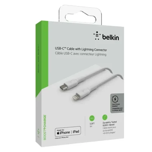 Belkin Boost Charge Cable Lightning Usb-C (M) A Lightning (M) 1 M Blanco CAA003BT1MWH img-1