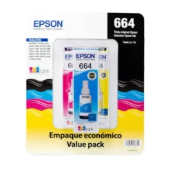 Botellas de Tinta EPSON T664, 3 colores Cyan, Magenta y Amarillo C13T664520-3P