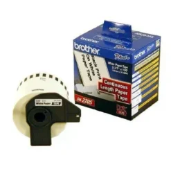 Cinta de Papel Brother Negra sobre Blanco, Continua, 62mm x 30.48m (MPN DK-2205, Suministros para impresoras) img-1