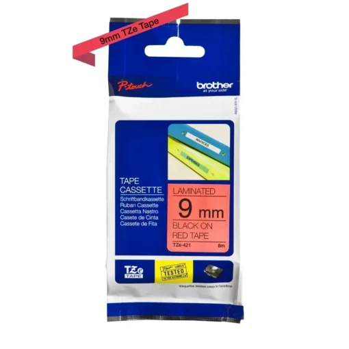 Brother Cinta Laminada Tze421 Para Etiquetadoras P-Touch (Negro Sobre Rojo TZE-421 img-1