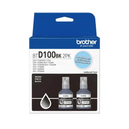 Pack 2 Tintas Brother BTD100BK Negro, 15000 páginas, InkBenefit Tank Series (MPN BTD100BK2PK, Suministros para impresoras) img-1