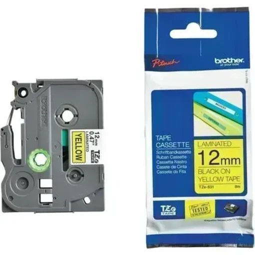 Cinta Brother TZe-631, Negro sobre Amarillo, 12mm x 8m, Laminada (MPN TZE-631, Suministros para impresoras) img-2