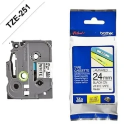 Cinta Etiquetas Laminada Brother , Negro sobre Blanco, 24mm x 8m (MPN TZE-251, Suministros para impresoras) img-1