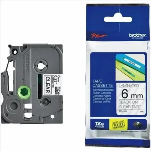 Brother Spc 6Mm Negro On Clear Tz Tape (MPN TZE-111, Suministros para impresoras) img-1