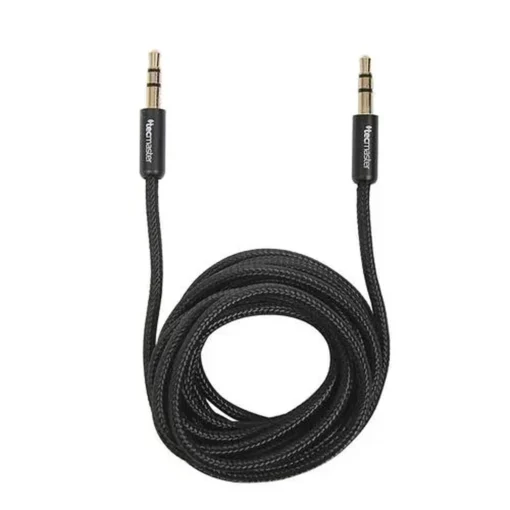 Cable Audio Auxiliar 3.5mm Tecmaster 1.8m Textil Negro (MPN TM-CB-AU3510BK, Cables y accesorios de audio) img-1