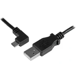 Cable Startech Micro USB 2m, Conector Acodado Izq., Carga Rápida en Auto (MPN USBAUB2MLA, Cables y accesorios para PC) img-1