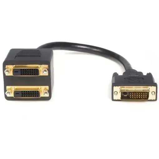 Cable duplicador Startech DVI-D a 2x DVI-D 30cm, Revestimiento Oro, Negro (MPN DVISPL1DD, Cables, adaptadores y accesorios para pantallas) img-1