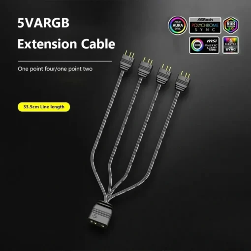 Cable splitter de 1 a 4 ARGB (5V y 3 pines) (MPN CE-000274, Adaptadores y cables internos para PC) img-1