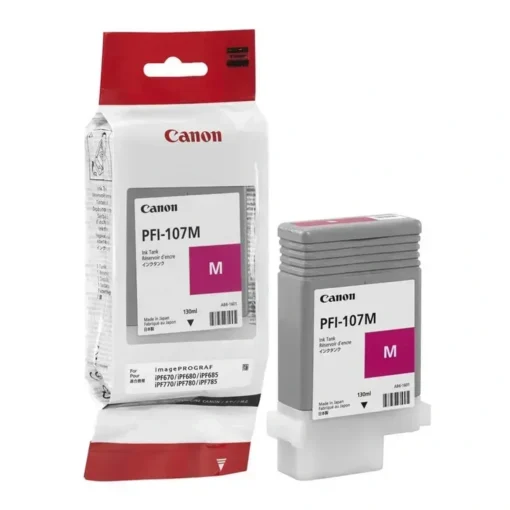 Cartucho tinta Canon 107M Magenta, 130ml, inyección para iPF670 iPF680 iPF770 (MPN 6707B001, Suministros para impresoras) img-1