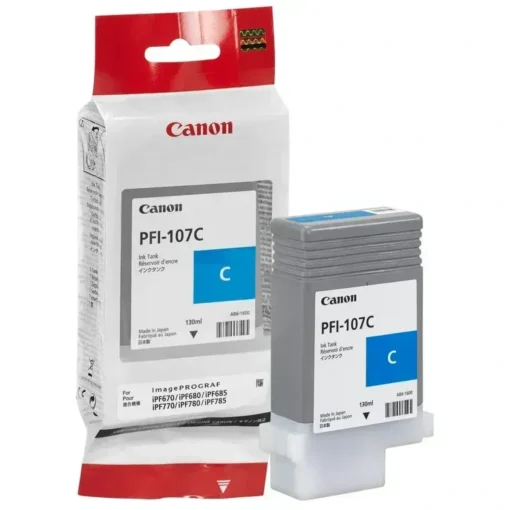 Canon PFI-107C Cyan Tinta Pigmentada, 130ml, imagePROGRAF 680/685/780/785 (MPN 6706B001, Suministros para impresoras) img-1
