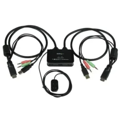 Conmutador Switch KVM 2 puertos HDMI USB Audio Mini Jack con Cables Integrados SV211HDUA img-1