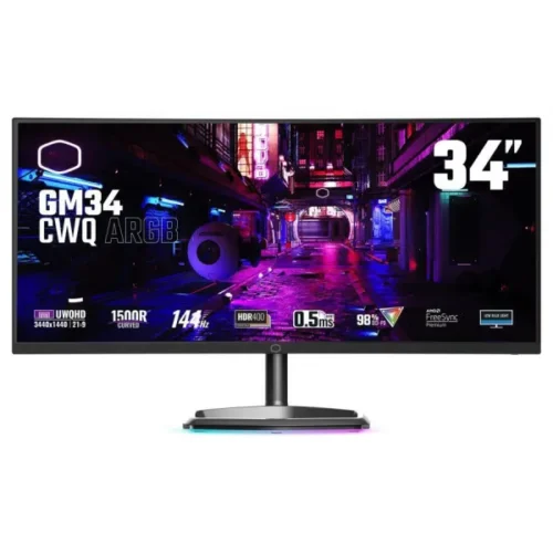 Cooler Master Monitor Gamer Gm34-Cwq Argb De 34“ (Va, Uwqhd, 144Hz, 0.5Ms (MPN CMI-GM34-CWQA, Monitores) img-1