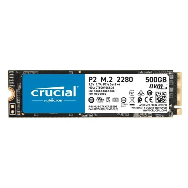 Crucial Ssd 500Gb P2 500Gb Pcie Nvme Gen 3, Lectur CT500P2SSD8 img-1
