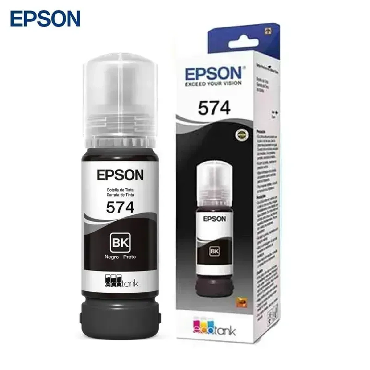 Epson Botella de Tinta Negra T574, 70ml, 7300 Páginas, EcoTank (MPN T574120-AL, Suministros para impresoras) img-1