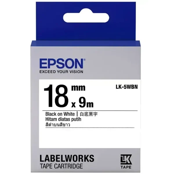 Epson Cinta De Etiquetas Para Impresoras Labelworks (Negro Sobre Blanco, 18Mm LK-5WBN img-1