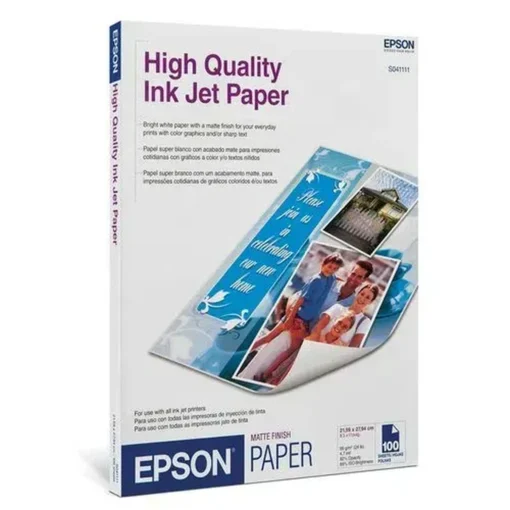 Papel Epson Alta Calidad Inkjet, Carta (100 hojas) (MPN S041111, Suministros para impresoras) img-1