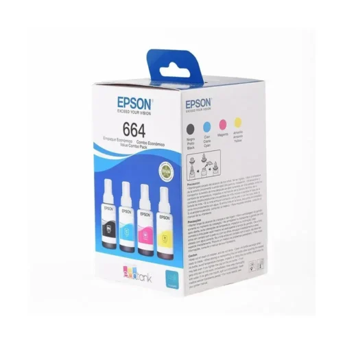 Epson T664 Pack Botella Tinta Recarga Original (70 Ml, Negro / Cian / Magenta T664520-4P img-1