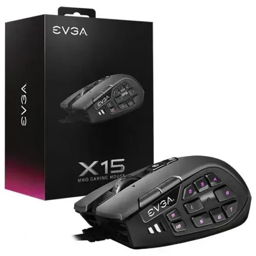 Evga Mouse Gamer X15 Mmo, 16600 Dpi, 20 Botones Programables, Cableado, Color 904-W1-15BK-K3 img-1