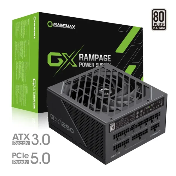 Fuente de Poder 1250W GameMax 80 PLUS Platinum Full Modular, ATX3.0, PCIe 5.0 GX-1250 PRO BK