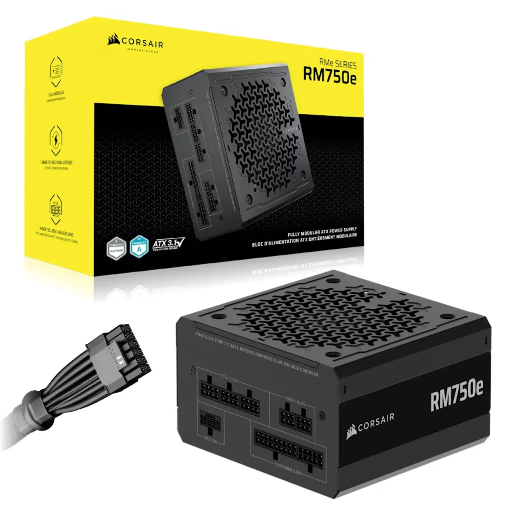 Fuente de Poder 750W Corsair RM750e 80 Plus Gold Full Modular PCIe 5.1 ATX 3.1 (MPN CP-9020295-NA, Fuentes de poder para PC) img-1