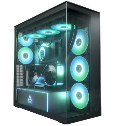 Gabinete Gamer ARCTIC Xtender VG (Mirror Black) Vertical GPU Mounting E-ATX (MPN ACPCC00019A, Gabinetes para PC) img-1