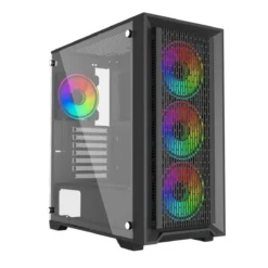 Gabinete Gamer ATX AirFlow Breeze Black - 6 Ventiladores Auto-RGB Incluídos (MPN AIRFLOW BREEZE BK, Gabinetes para PC) img-1