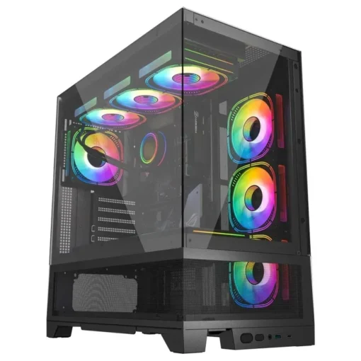 Gabinete Gamer ATX Airflow Hurricane Black ATX Vidrio Templado (MPN AIRFLOW HURRICANE BK, Gabinetes para PC) img-1