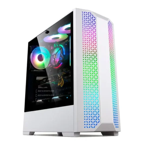 Gabinete Gamer ATX GamePro Blanco, Vidrio Templado, 3 ventiladores ARGB (MPN 7689W, Gabinetes para PC) img-1