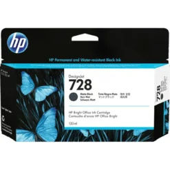 HP 728 130-ml Matte Black Ink Cartridge (MPN 3WX25A, Suministros para impresoras) img-1