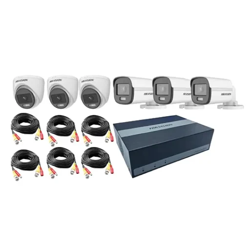 Hikvision Kit De Videovigilancia , Edvr 8 Canales + 6 Cámaras (3X Bullet + 3X E08HG3B3T-KIT