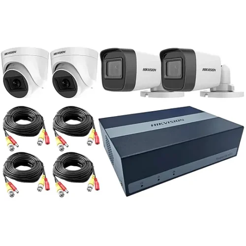 Hikvision Kit Video Seguridad Dvr De 4 Canales+2 Cámaras Bullet+2 Cámaras E04HG2B2T-KITC