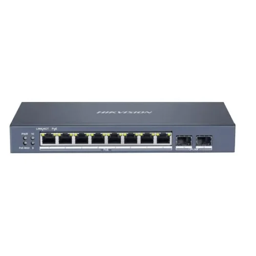 Hikvision Switch 10/100/1000 10P/ 8P Poe + 2 P Fibra (MPN DS-3E1510P-SI(O-STD), Switches de red) img-1