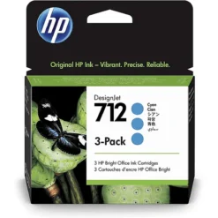 Hp Plotter Suministros 712 3-Pack 29-Ml Cyan Ink Cartridge (MPN 3ED77A, Suministros para impresoras) img-1