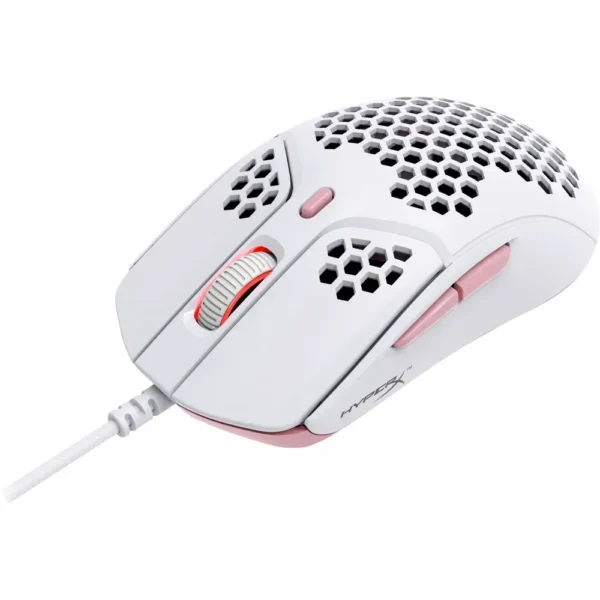 Hyperx Mouse Gamer Pulsefie Haste, Hasta 3200 DPI, 6 Botones, USB, Blanco/Rosado 4P5E4AA img-1