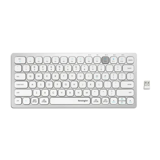 Kensington Teclado Inalambrico Compacto, 3 conexiones de 2.4GHz Blanco K75504ES