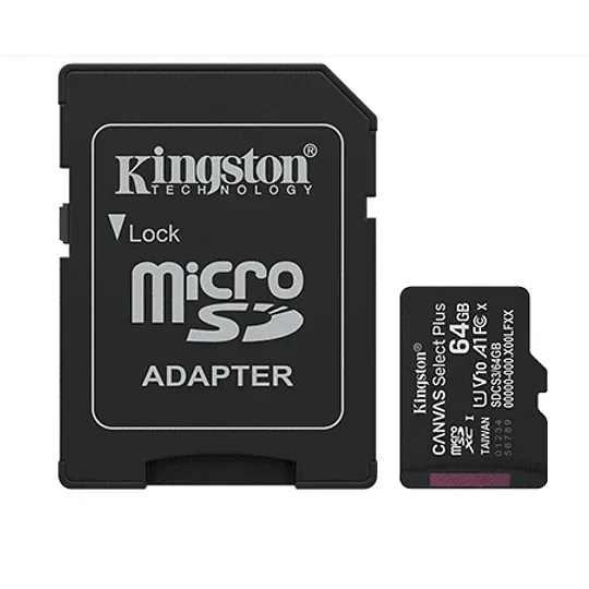 Kingston Tarjeta De Memoria Canvas Select Plus Gen3, 64Gb Microsdxc, 100Mb/S (MPN SDCS3/64GB, Tarjetas Micro SD) img-1