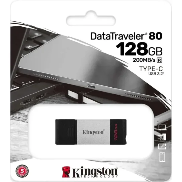 Kingston Pendrive Datatraveler 80 128Gb Usb 3.2 Velocidad De Transferencia 200 DT80/128GB img-1