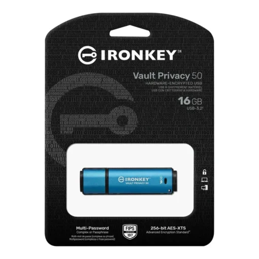 Kingston Pendrive Ironkey Vault Privacy 50 De 16Gb (Usb 3.2, Cifrado Xts-Aes (MPN IKVP50/16GB, Pendrives) img-1