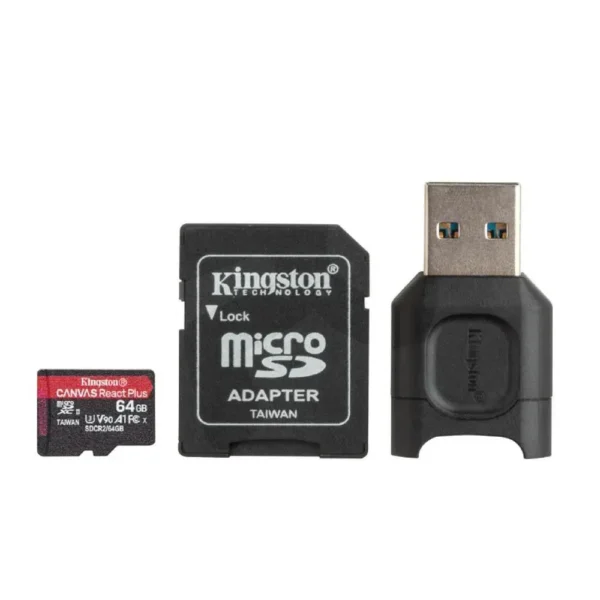 Kingston Tarjeta De Memoria Canvas React+ Microsdxc, 64Gb, Incluye Lector De MLPMR2/64GB img-1