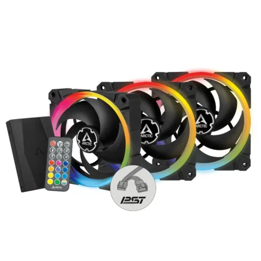 Kit 3 Ventiladores Daisy Chain 120mm ARCTIC Bionix P120 A-RGB, C.Remoto + HUB (MPN ACFAN00156A, Refrigeración para PC) img-1
