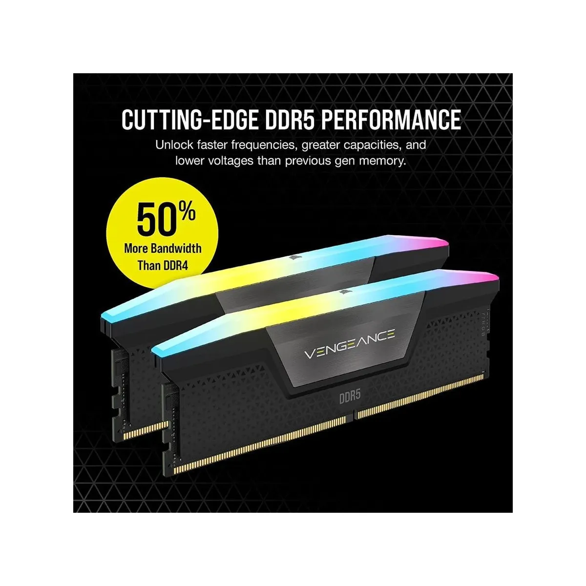 Kit Memorias RAM Corsair Vengeance RGB De 64GB (2x 32GB), DDR5