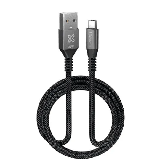 Klip Xtreme Cable Usb 1.8 Metros – Usb-C A Usb-A, Negro, Trenzado, Carga Rápida (MPN KAC-050-6FT, Accesorios para portátiles) img-1