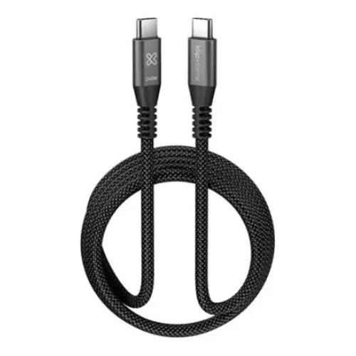 Klip Xtreme Cable Usb 1.8 Metros – Usb-C A Usb-C, Negro, Trenzado, Carga Rápida (MPN KAC-750-6FT, Accesorios para portátiles) img-1