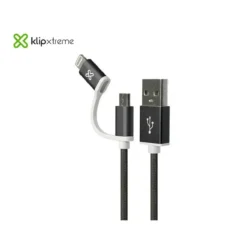 Klip Xtreme Cable Usb 2 En 1 Klipxtreme, Lightning/Micro-Usb A Usb-A, Largo 1M (MPN KAC-210BK, Accesorios para portátiles) img-1