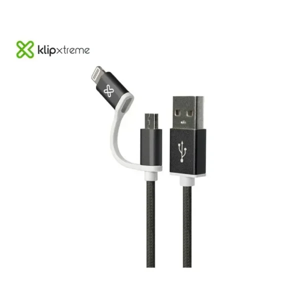 Klip Xtreme Cable Usb 2 En 1 Klipxtreme, Lightning/Micro-Usb A Usb-A, Largo 1M KAC-210BK img-1
